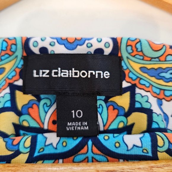 Liz Claiborne Blue, Orange Medallion Print Knit Shift Dress, Size 10 - Picture 6 of 9